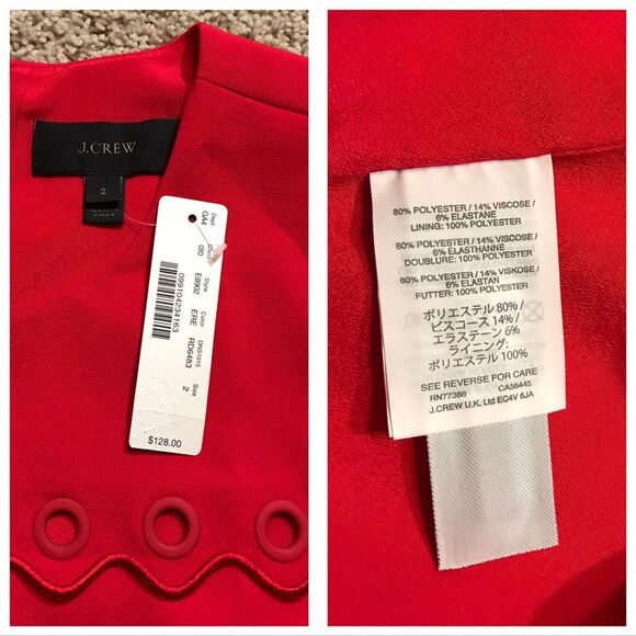 NWT. J. Crew Scalloped dress with grommets size 2 - Picture 8 of 8